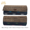 Black/Beige with Coloured Stripes Clutch - Image 4
