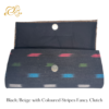 Black/Beige with Coloured Stripes Clutch - Image 3