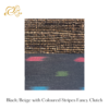 Black/Beige with Coloured Stripes Clutch - Image 2