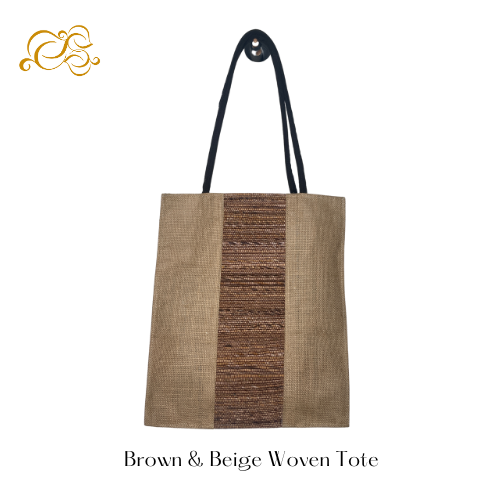 Brown & Beige Woven Tote