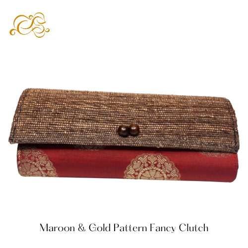 Maroon Gold Pattern Clutch