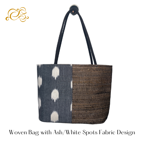 Woven Bag with Ash/White Spots Fabric Design