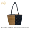 Woven Bag with Black/White Stripes Fabric Design - Image 4