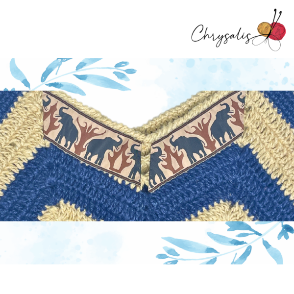 Blue & White Jute Bag with Elephant Design - Image 3