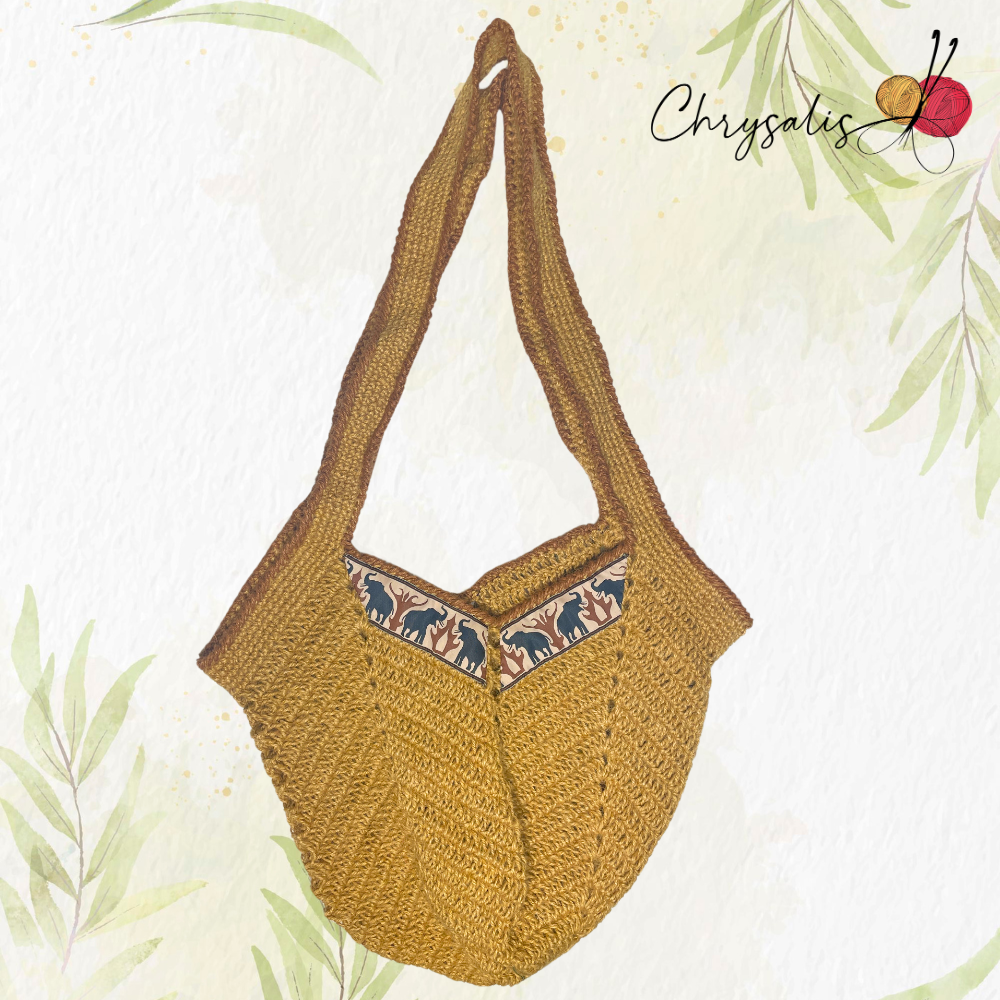 Brown Jute Bag with Elephant Design