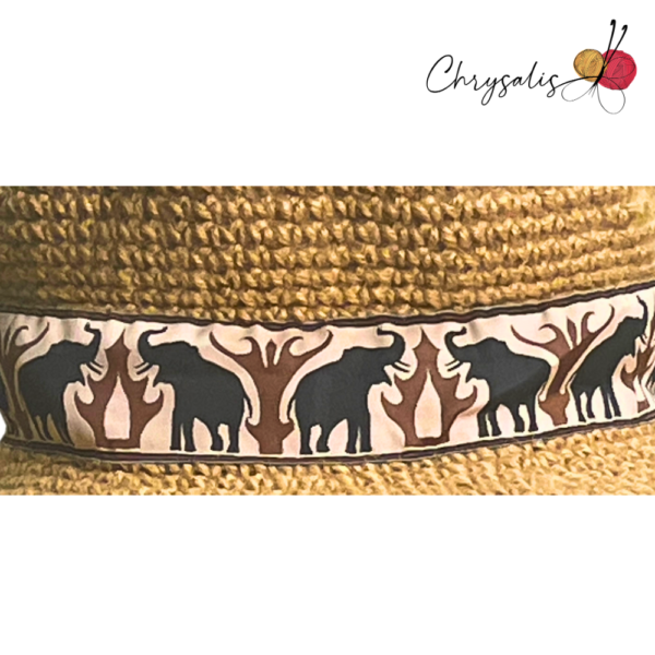 Brown Jute Hat with Elephant Design - Image 4