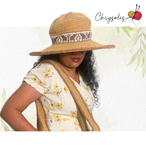 Brown Jute Hat with Elephant Design - Image 3