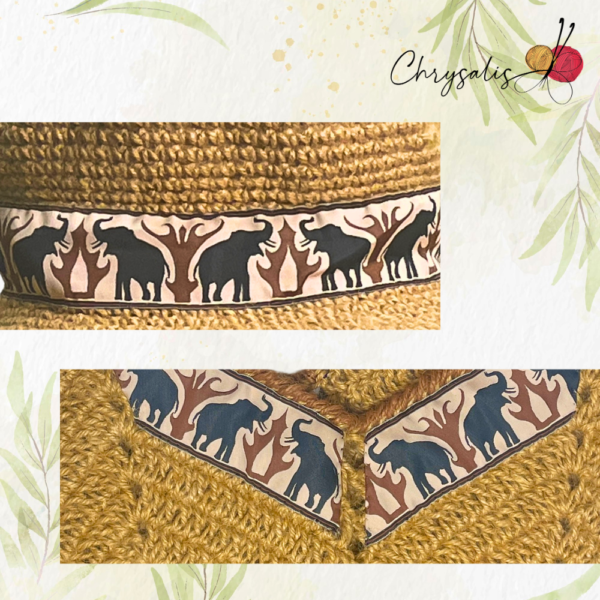 Combo - Brown with Elephant Design Jute Hat and Bag - Image 3