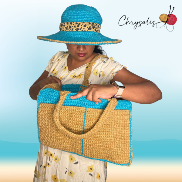 Combo - Teal & Brown Hat & Bag