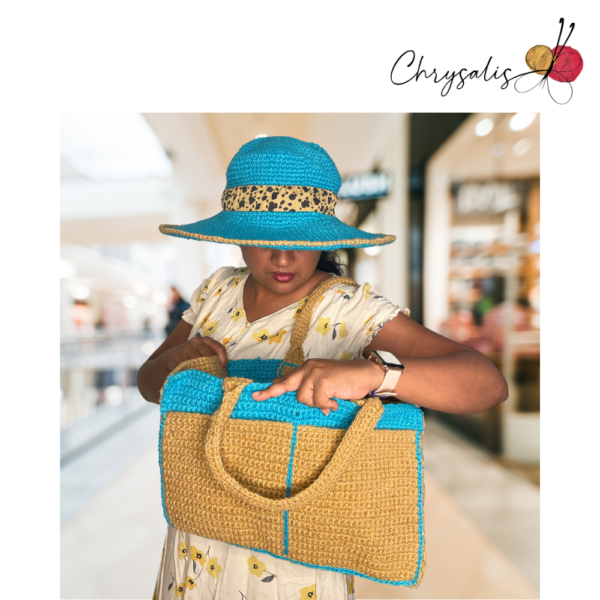 Combo - Teal & Brown Hat & Bag - Image 3