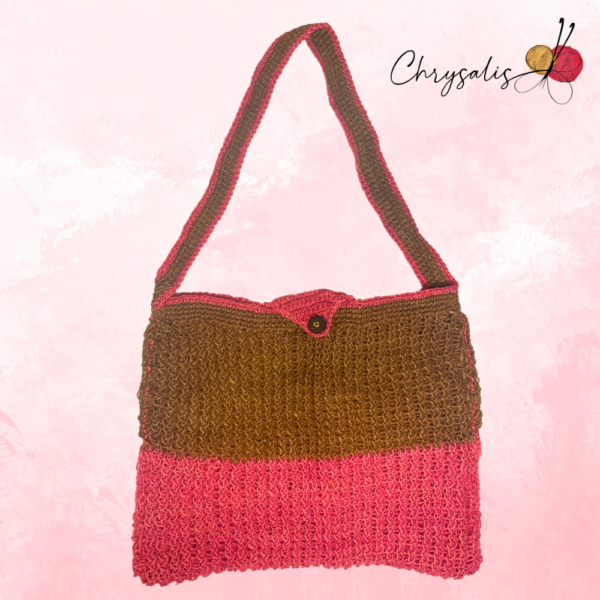 Pink & Brown Jute Bag
