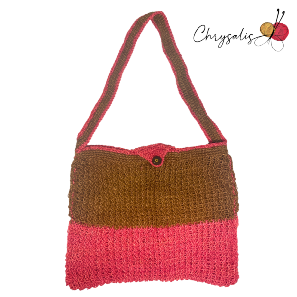 Pink & Brown Jute Bag - Image 2