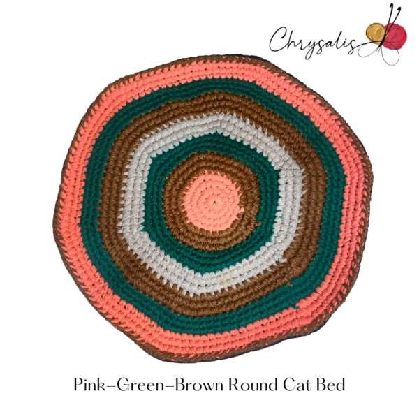 Pink, Green, Brown Round Cat Bed - Image 5