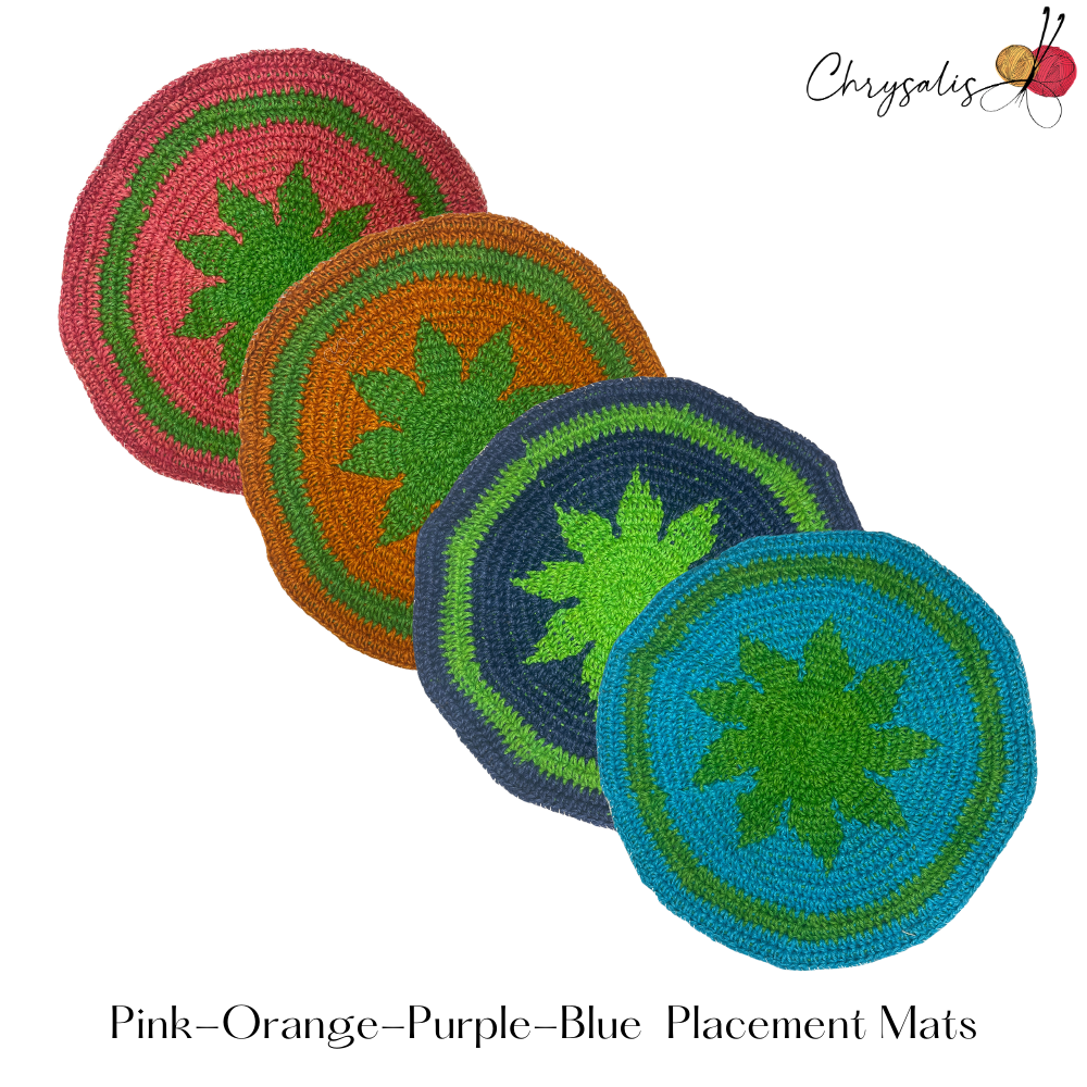 Pink, Orange, Purple, Blue Placement Mats (Set of 4)