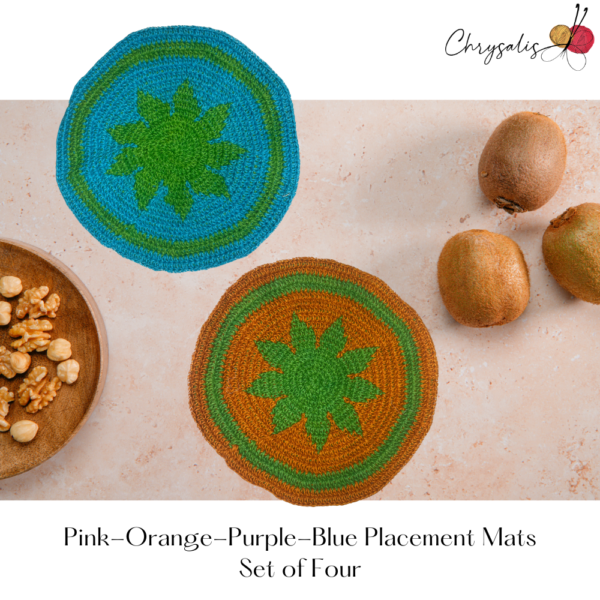 Pink, Orange, Purple, Blue Placement Mats (Set of 4) - Image 2