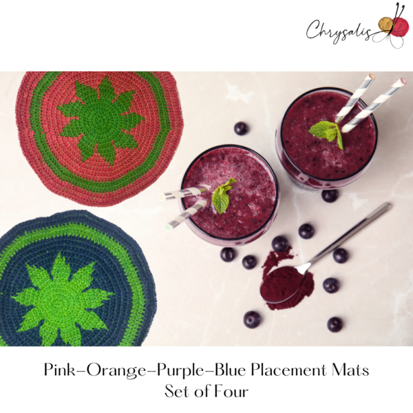 Pink, Orange, Purple, Blue Placement Mats (Set of 4) - Image 4