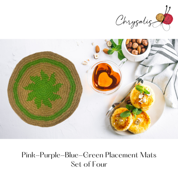 Brown Base - Pink, Purple, Blue, Green Placement Mats (Set of 4) - Image 6