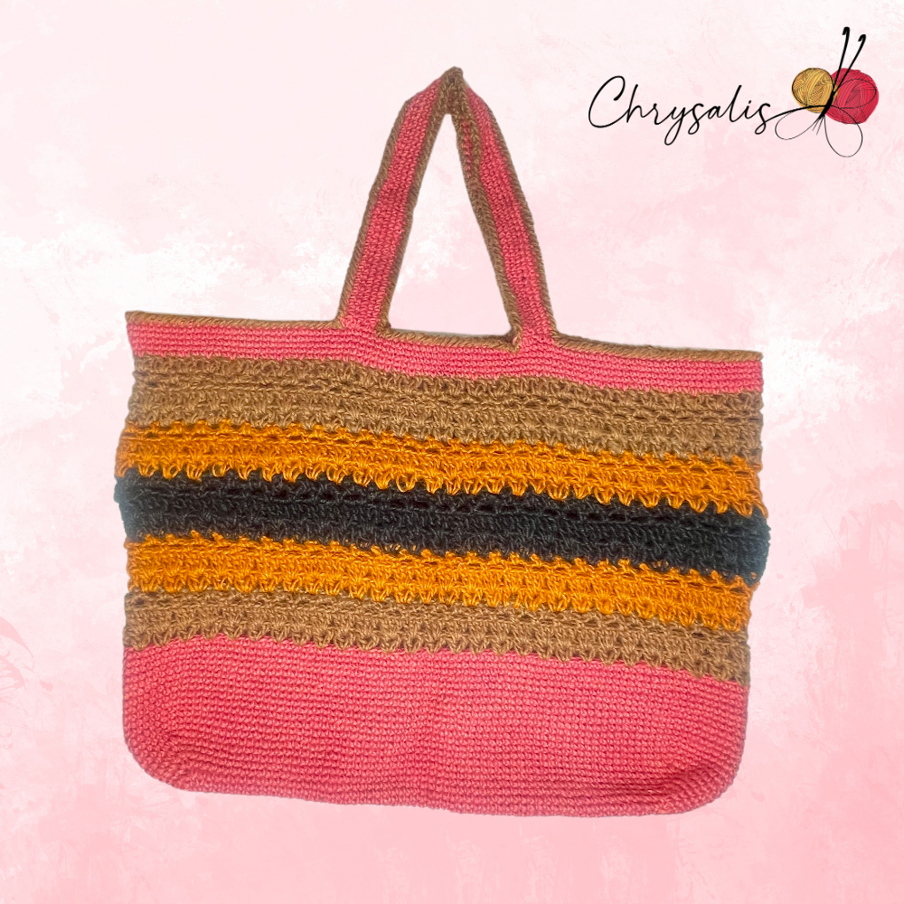 Pink and Brown Large Jute Bag