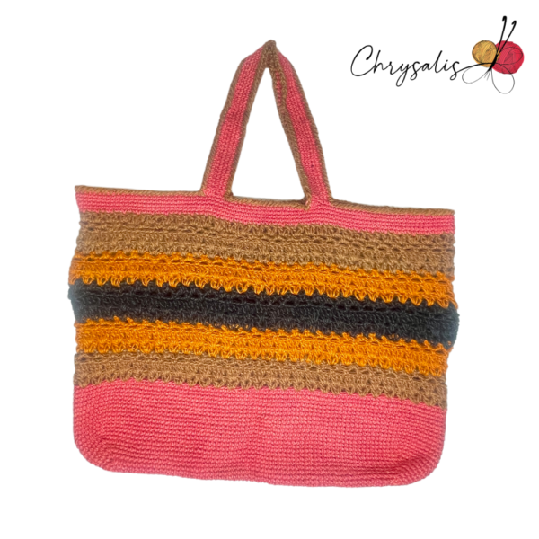 Pink and Brown Large Jute Bag - Image 2