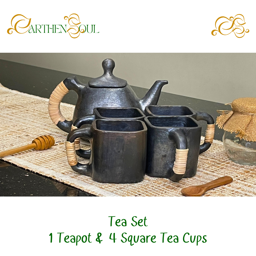 Tea Set – 1 Teapot & 4 Square Cups