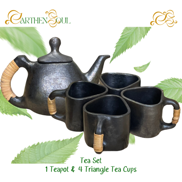 Tea Set - 1 Teapot & 4 Triagle Cups - Image 3