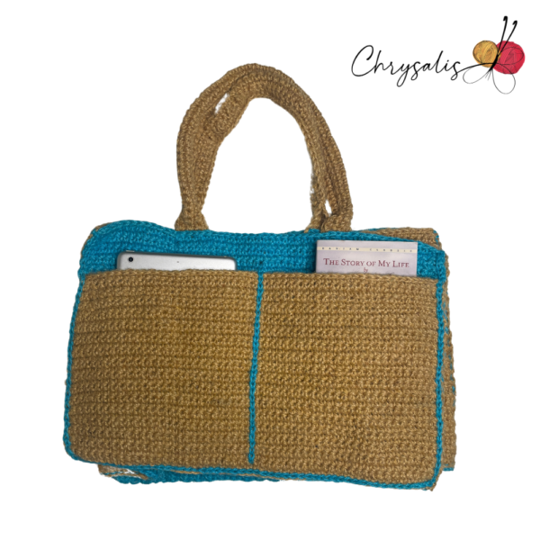 Teal & Brown Crocheted Jute Bag
