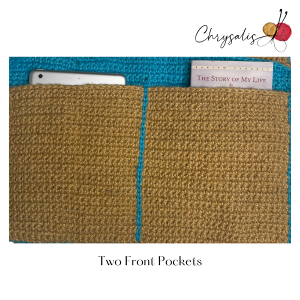 Teal & Brown Crocheted Jute Bag - Image 4