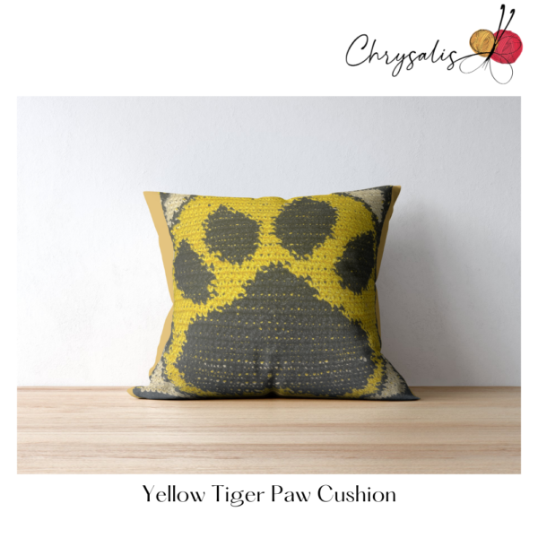 Yellow Tiger Paw Cushion - Image 2