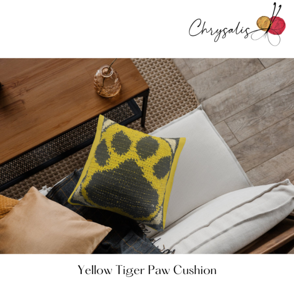 Yellow Tiger Paw Cushion - Image 4